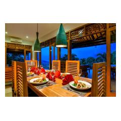 Dining At Night - Palm Living Bali Long Term Villa Rentals