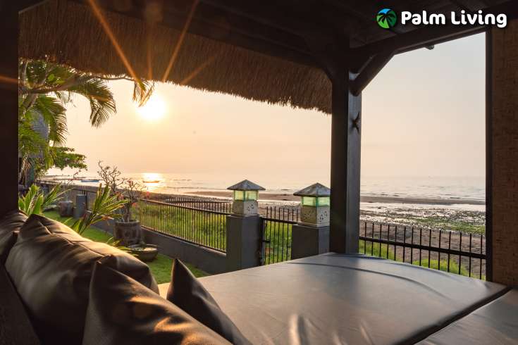 Beachfront villa with two joglo for sale